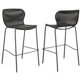 Coaster McKinley Upholstered Bar Stools with Footrest (Set of 2) Brown and Sandy Black Model 192040